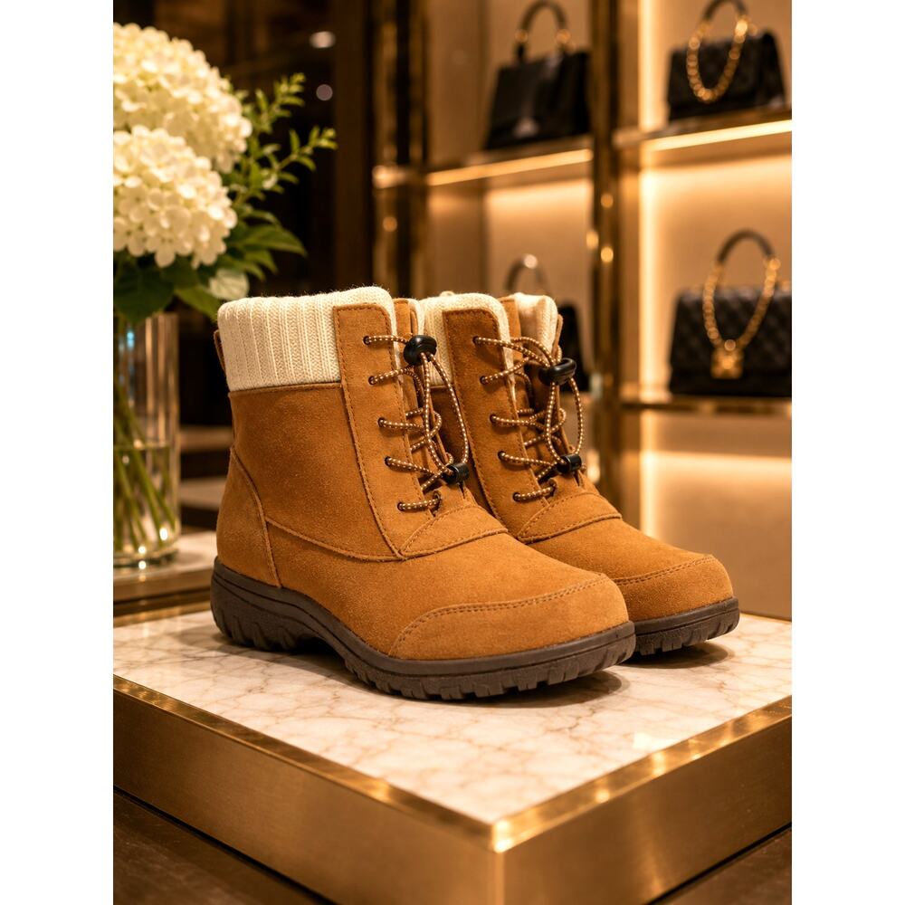 Sporto Boho Water Resistant Suede Lace Up Ankle Boots Camel 9W